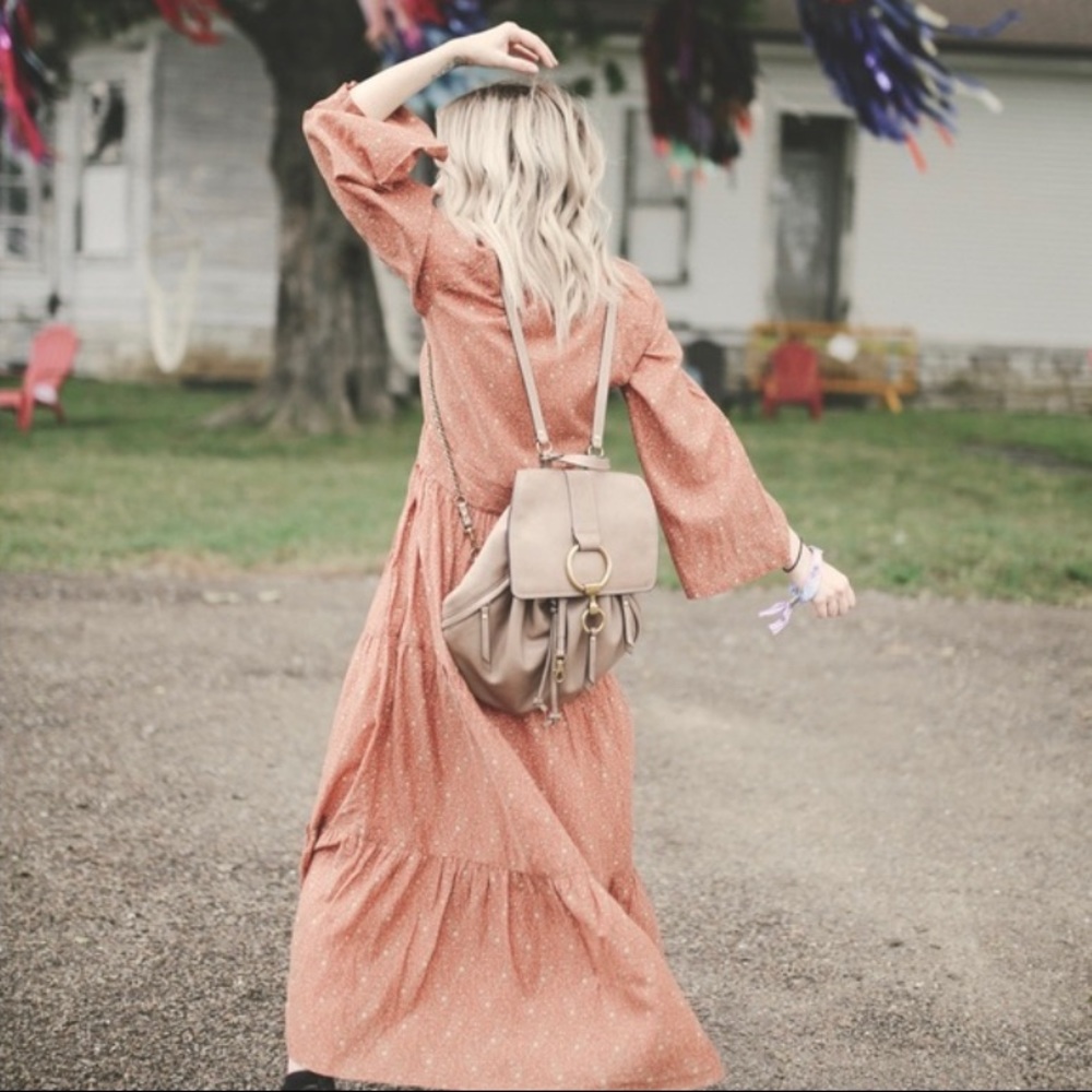 Frye Ilana Italian Leather Backpack Taupe Brass